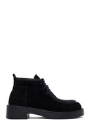 Woman Black Lace-Up Thick-Soled Suede Boots | Derimod