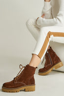 Lace-Up Women's Suede Boots | Derimod