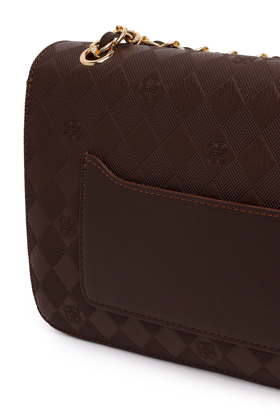 Woman Brown Printed Crossbody Bag with Chain Strap