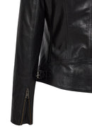 Prima Women's Black Short Leather Jacket | Derimod