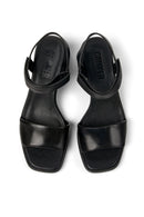 Camper Women's Black Kiara Thick Heeled Leather Sandals | Derimod