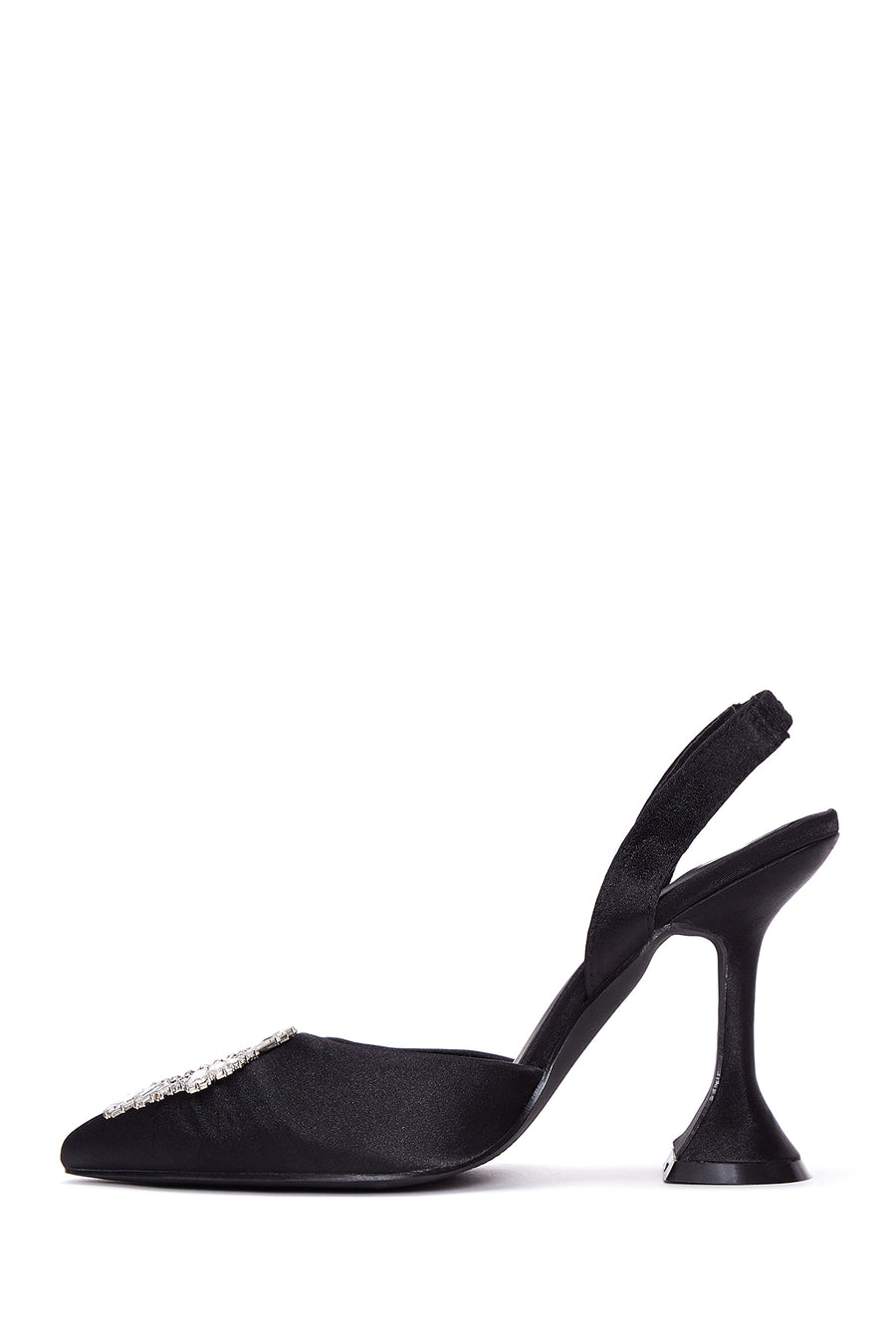 Women's Black Stone Heeled Shoes