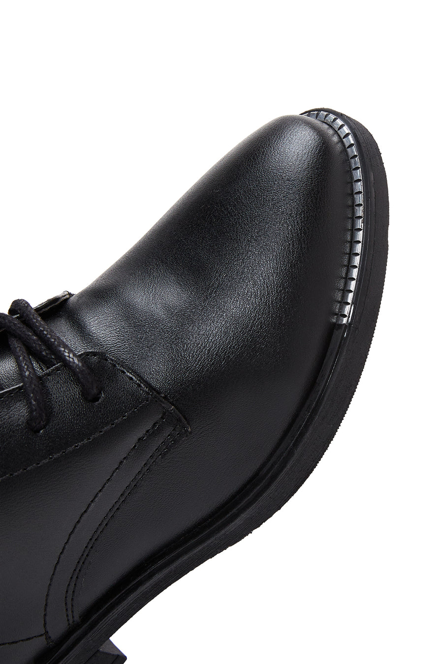 Women's Black Lace-Up Zipper Detailed Combat Boots