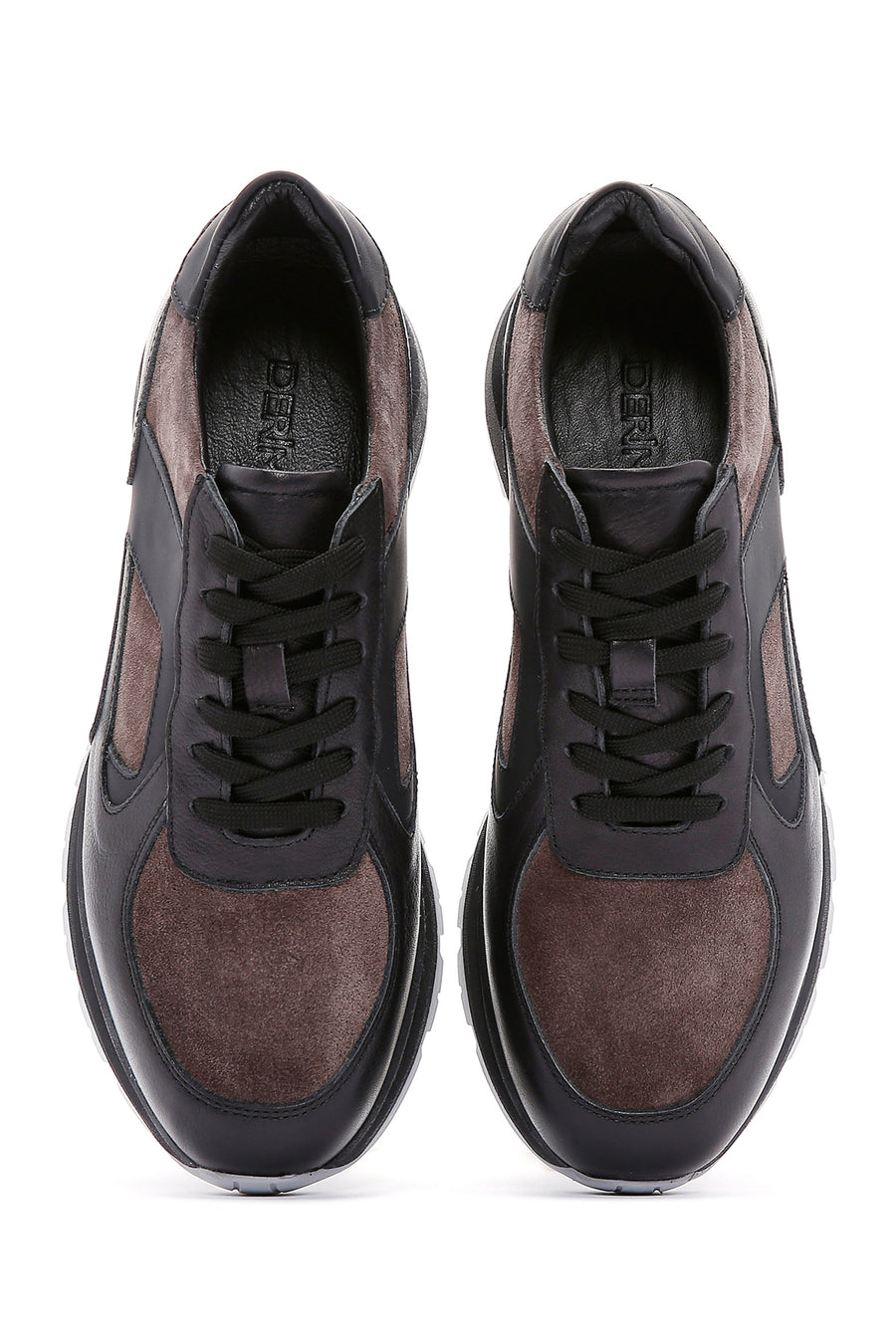 Men's Brown Leather Suede Detailed Thick Soled Sneaker