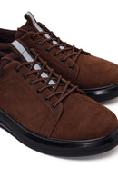 Erkek Kahverengi Bağcıklı Nubuk Deri Sneaker | Derimod