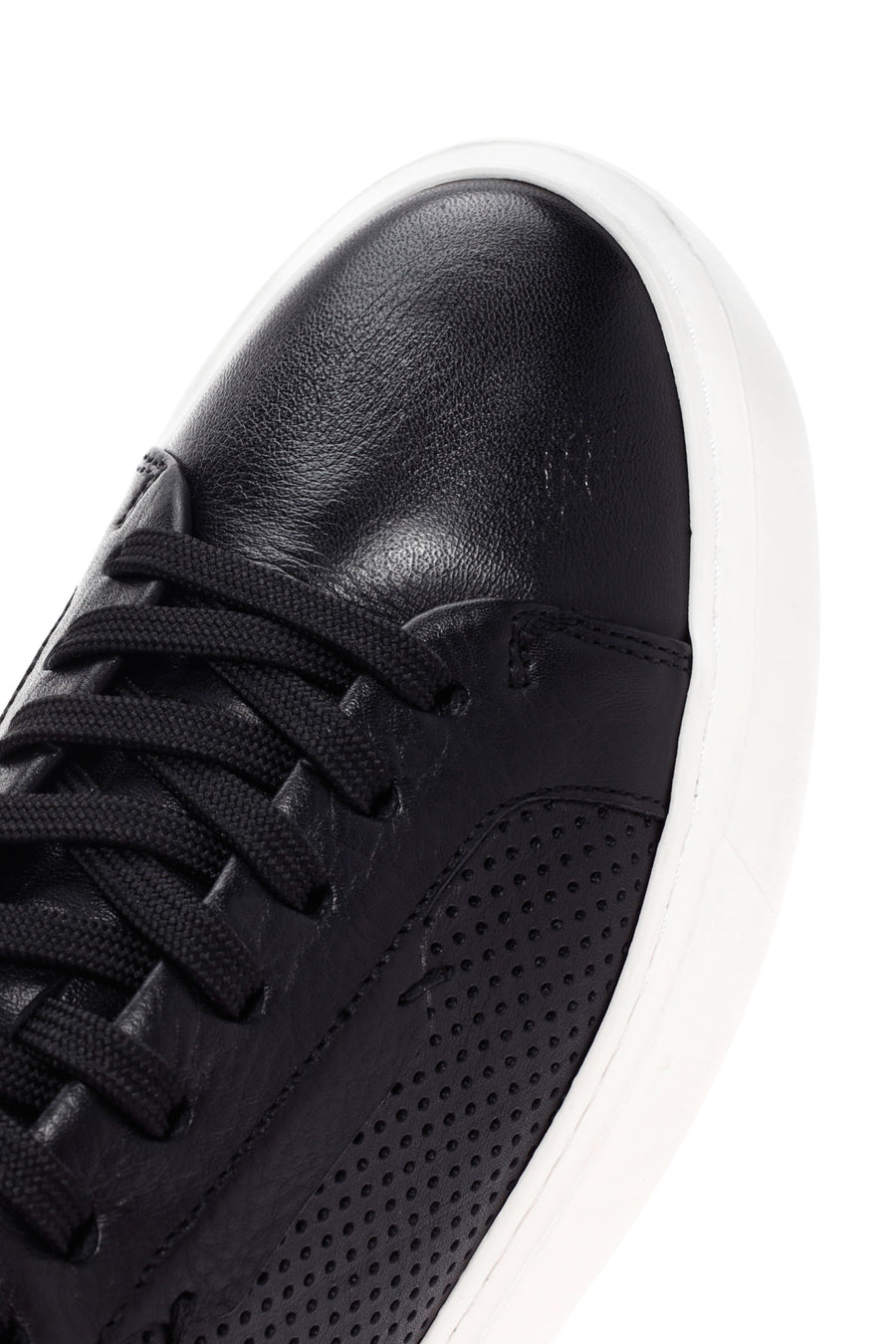 Erkek Siyah Bağcıklı Deri Sneaker
