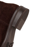 Woman Brown Zip Closure Buckled Suede Leather Boots | Derimod