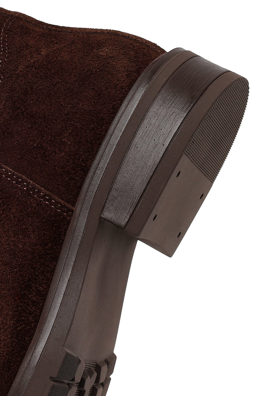 Woman Brown Zip Closure Buckled Suede Leather Boots