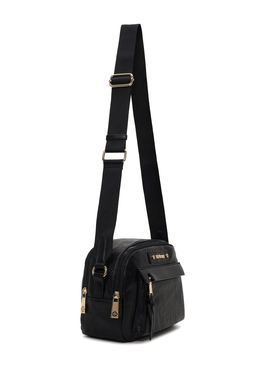 Woman Black Long-Strap Crossbody Bag