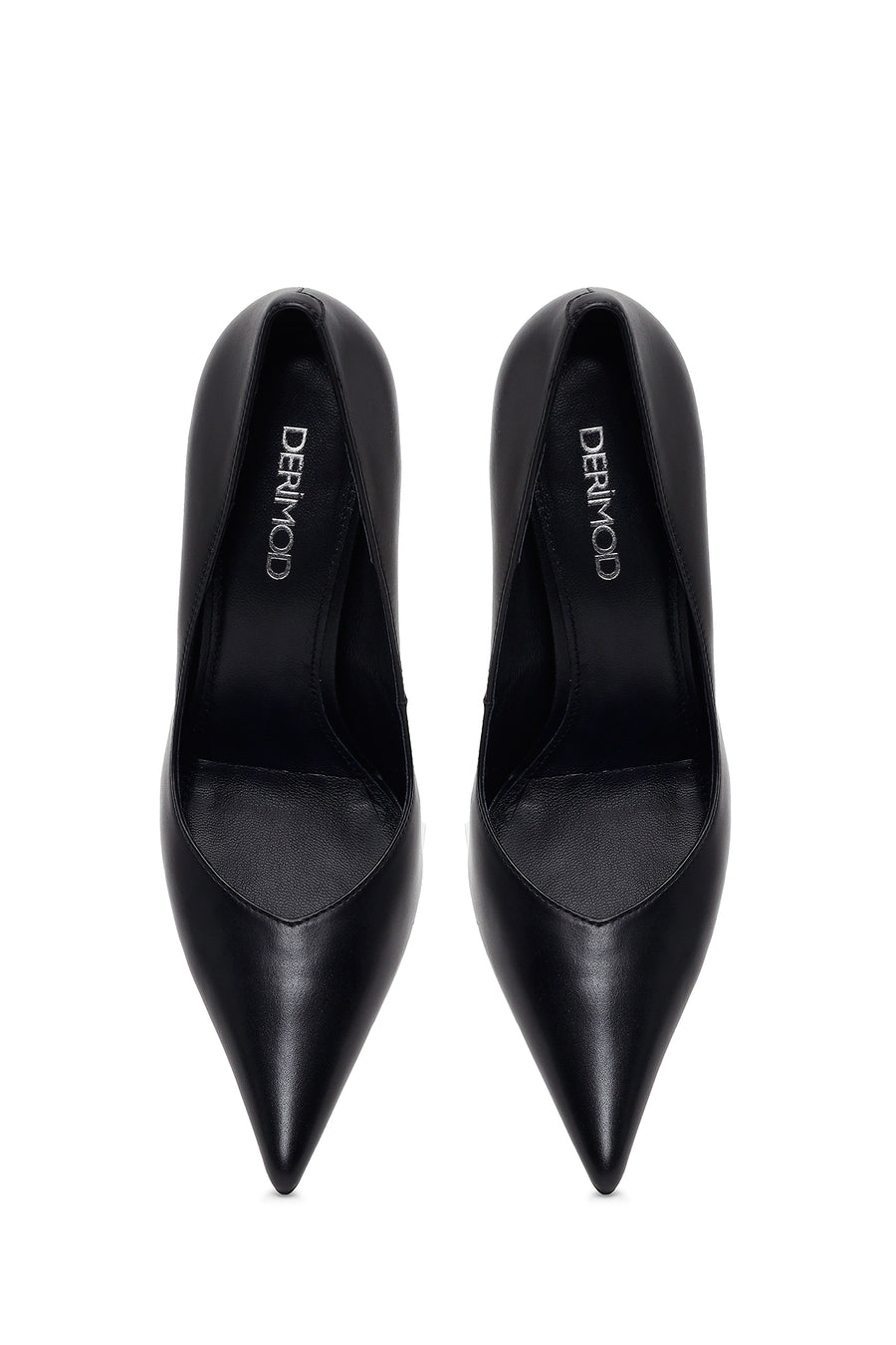 Kadın Siyah Taşlı Yüksek İnce Topuklu Deri Stiletto