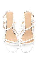 Women's White Printed Heeled Sandals | Derimod