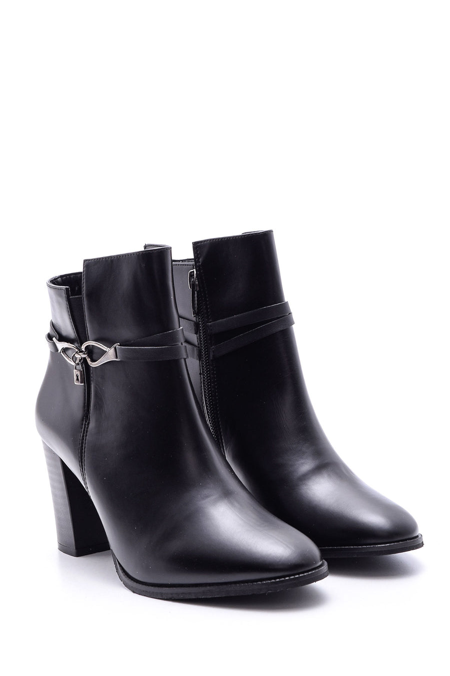 Women's Buckle Detailed Heeled Boots