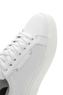 Men's White Lace-up Leather Sneaker | Derimod