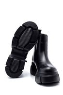 Women's Black Leather Thick Soled Boots | Derimod