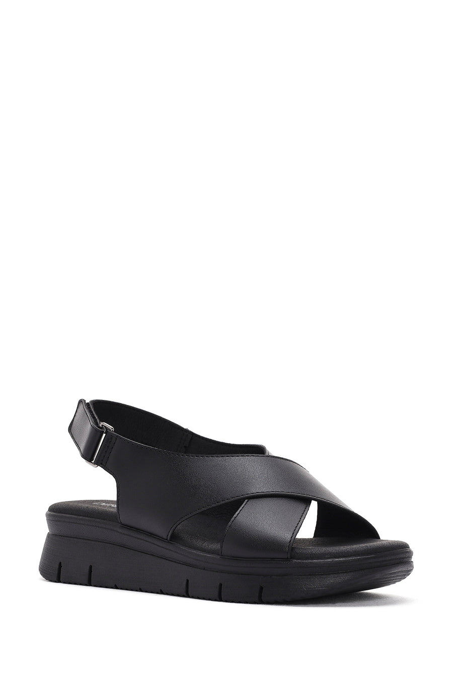 Women's Black Strappy Comfort Sandals