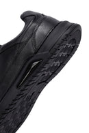 Erkek Siyah Bağcıklı Deri Casual Sneaker | Derimod