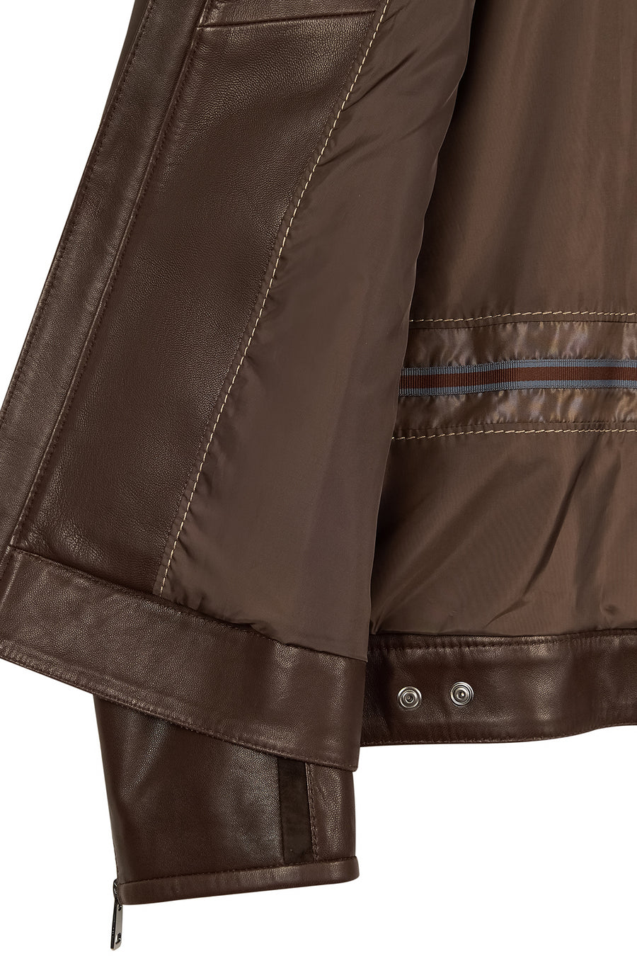 Palmer Male Brown Mandarin Collar Leather Jacket