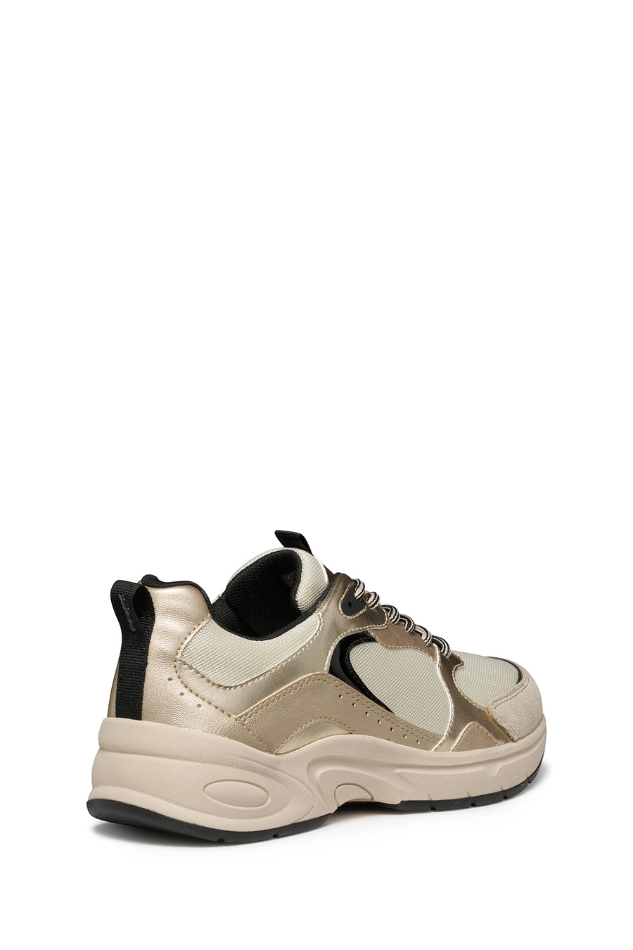 Geox Women Beige D Zarvıa A - Mesh+Pearl.Gbk Lace-Up Thick Sole Leather Sneaker