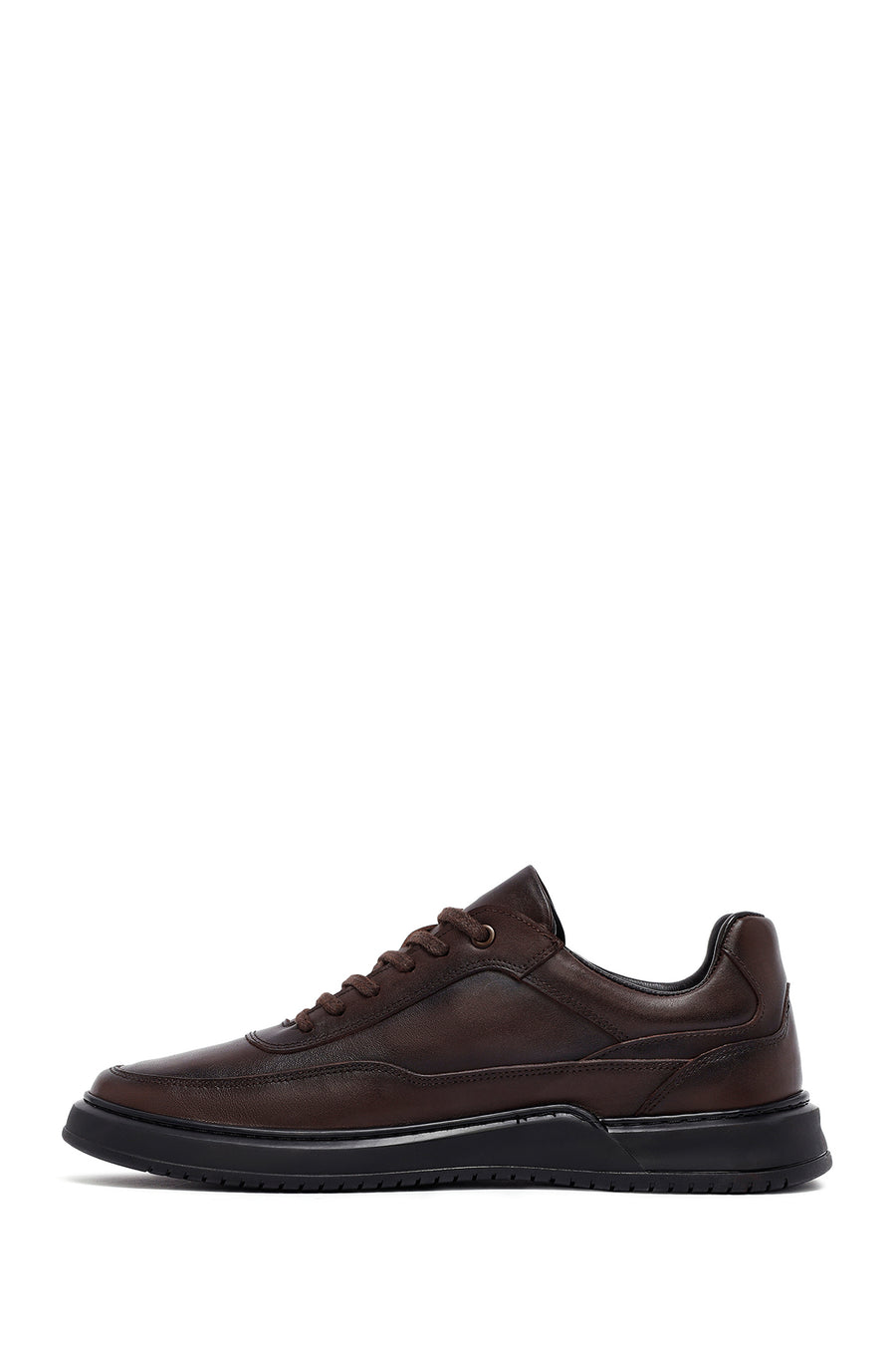 Men's Brown Lace-Up Leather Casual Sneakers
