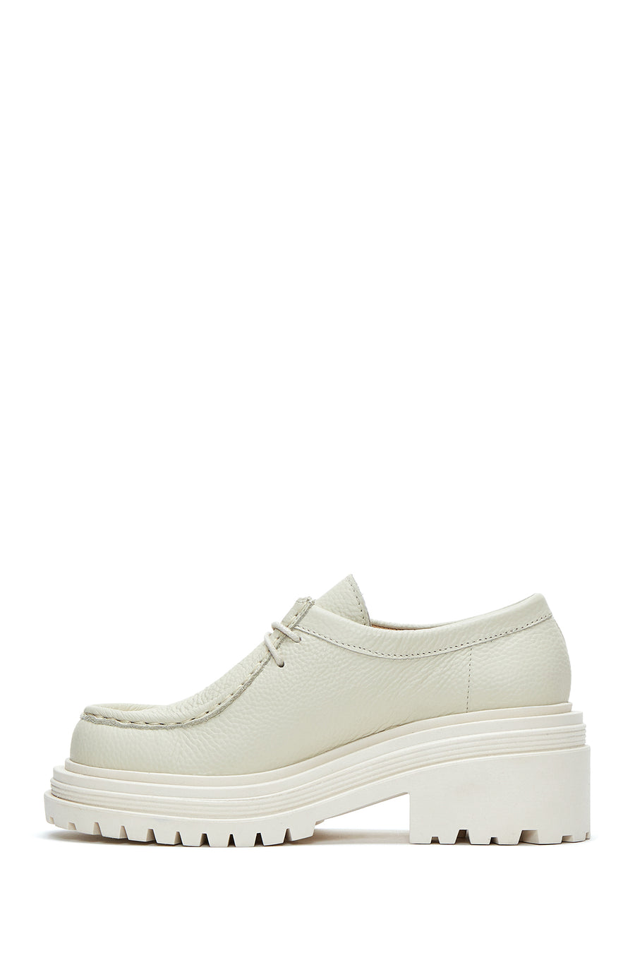 Women's Beige Leather Masculine Loafer