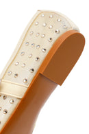 Women's Fabric Ballet Flats with Gold Buckle and Rhinestones | Derimod