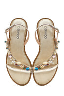 Women's Gold Ankle Buckle Stoned Sandals | Derimod