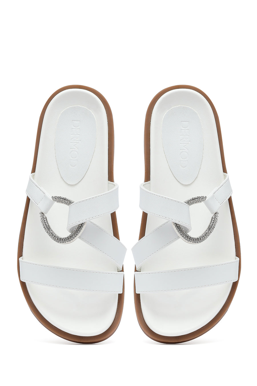 Woman White Stone Slippers