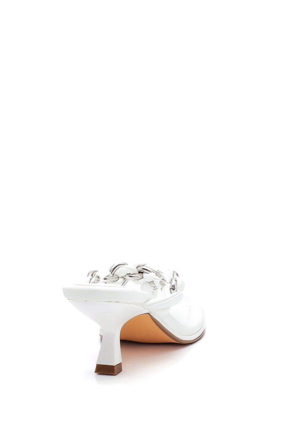Women's White Braided Flip Flops Heeled Slippers
