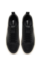 Kadın Siyah Bağcıklı Kalın Tabanlı Deri Sneaker | Derimod