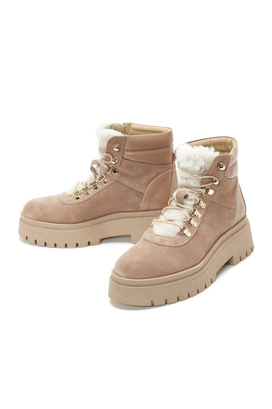 Women's Powder Suede Leather Lace Up Boots