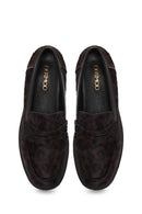 Woman Leopard Print Furry Leather Masculine Loafer | Derimod