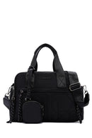 Women's Black Long Strap Accessory Detailed Fabric Handbag | Derimod