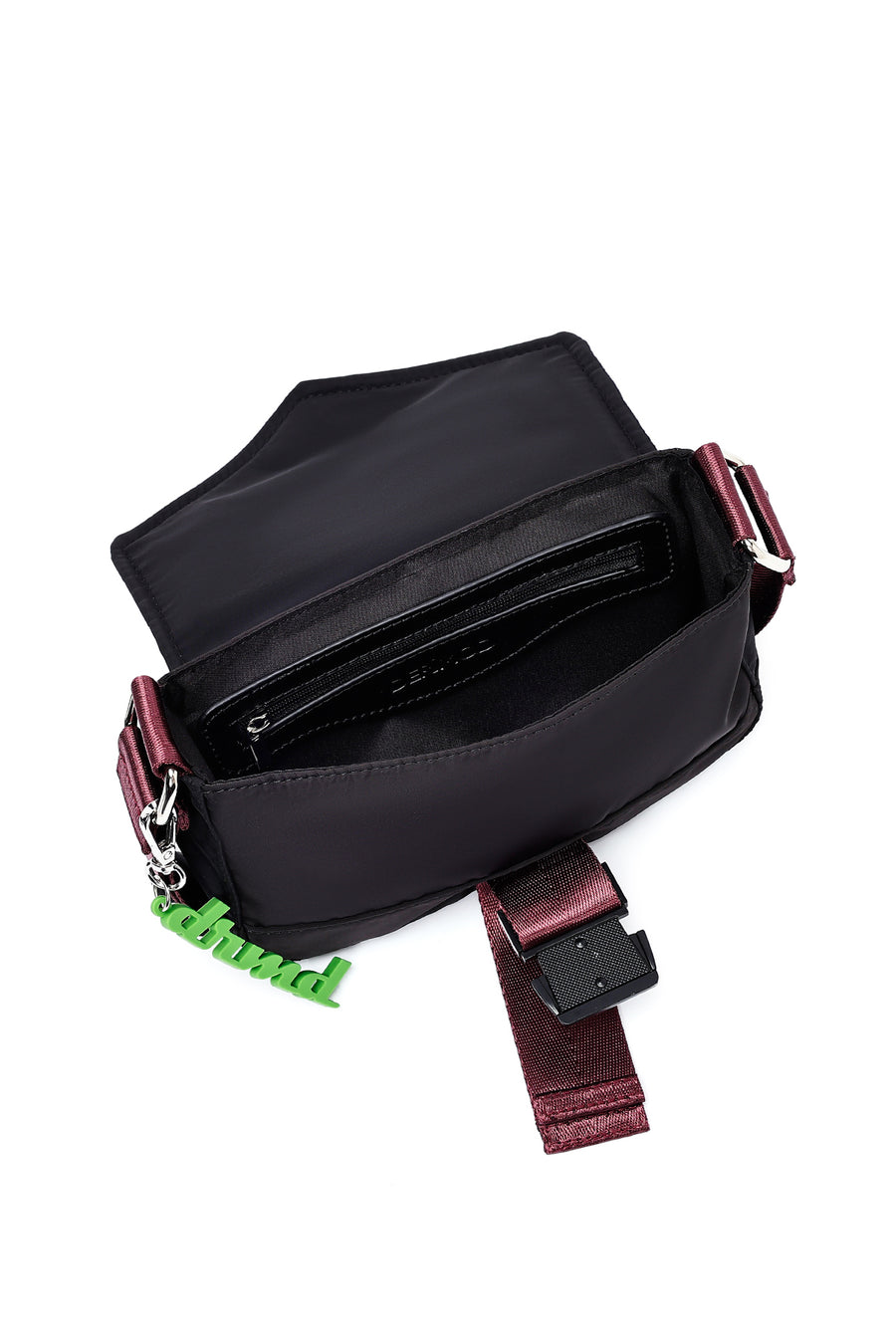 Women's Black Long Strap Mini Fabric Crossbody Bag