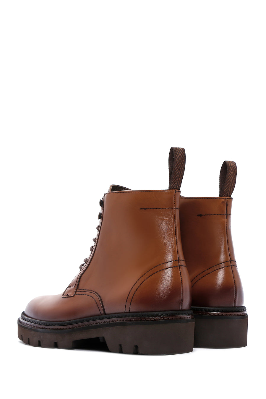 Men's Tan Leather Zippered Casual Boots