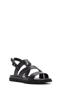Women's Black Leather Ankle Buckle Sandals | Derimod
