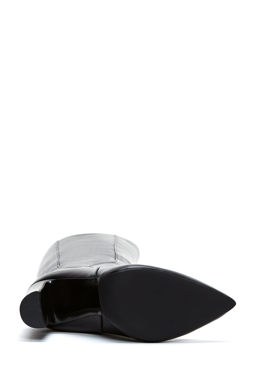 Women's Black Leather Heeled Boots