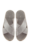 
Men's Grey Suede Leather Espadrille Slippers
 | Derimod