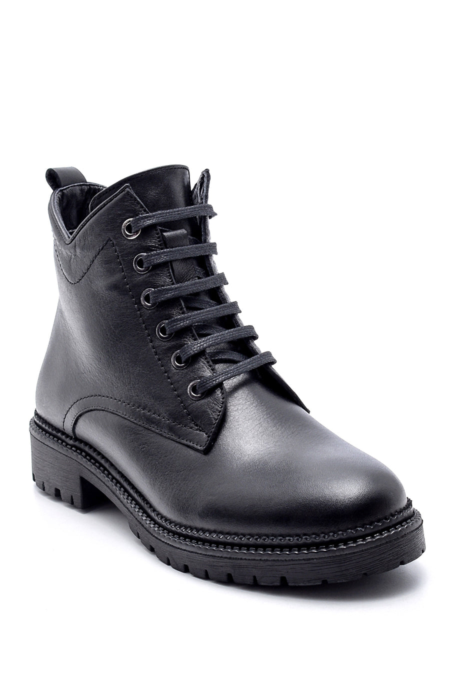 Women's Leather Zipper Detailed Boots