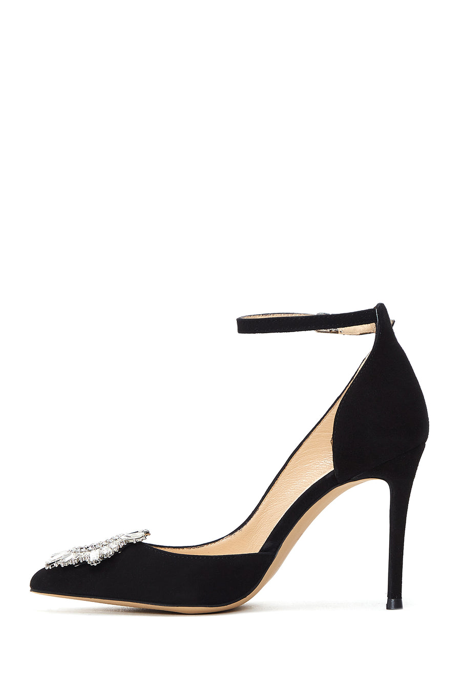 Women's Black Suede Leather Heeled Shoes