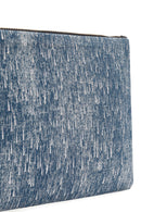 Women's Blue Long Chain Strap Jean Fabric Clutch Bag | Derimod