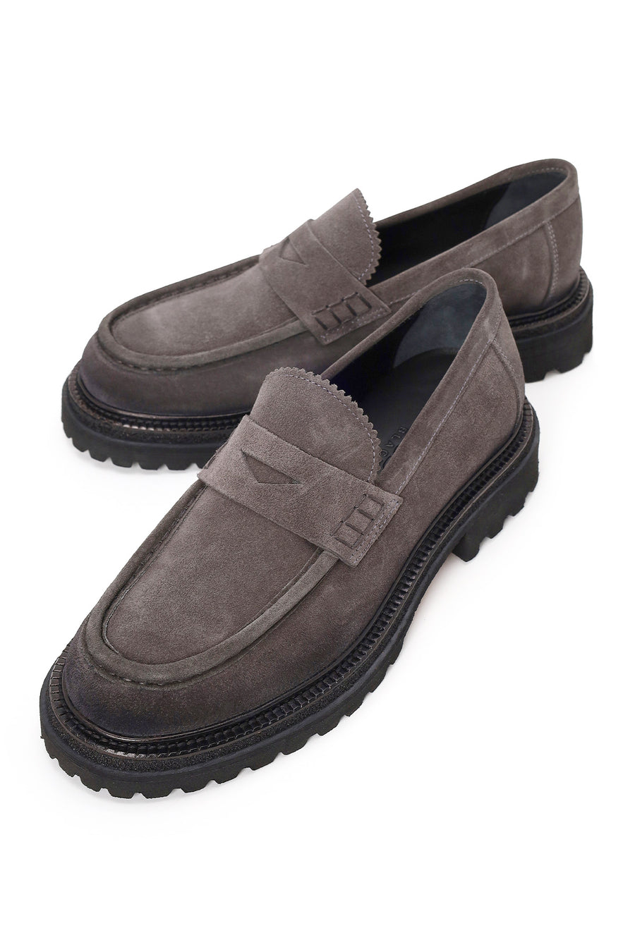 Erkek Gri Süet Deri Loafer