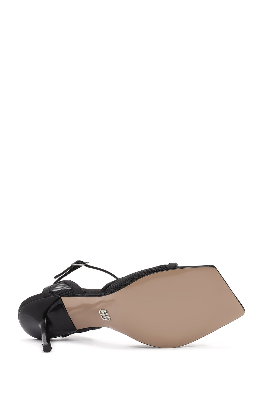 Women's Black Ankle Buckle High Thin Heel Sandals