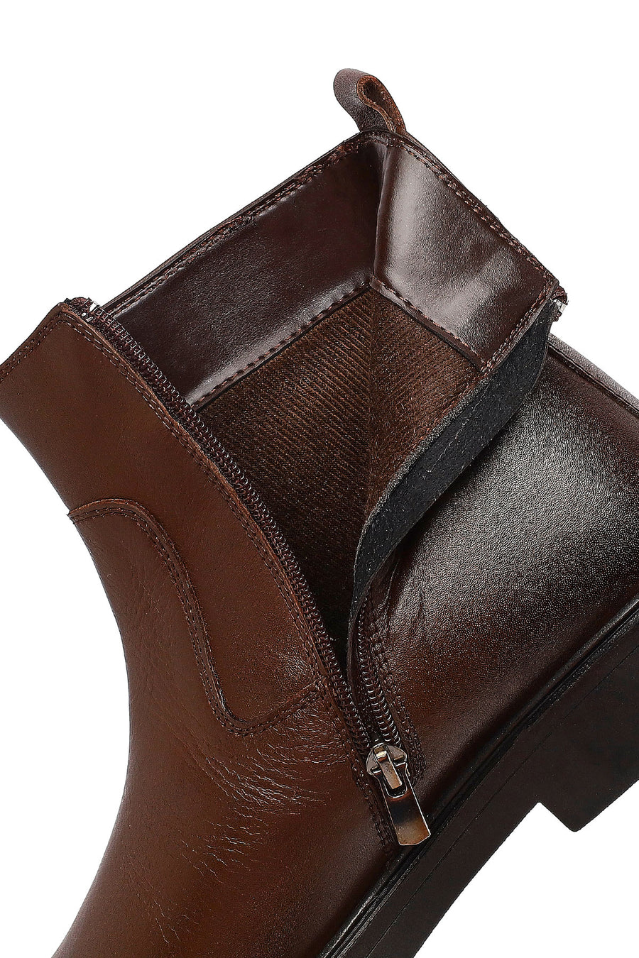 Men's Brown Zippered Leather Casual Boots