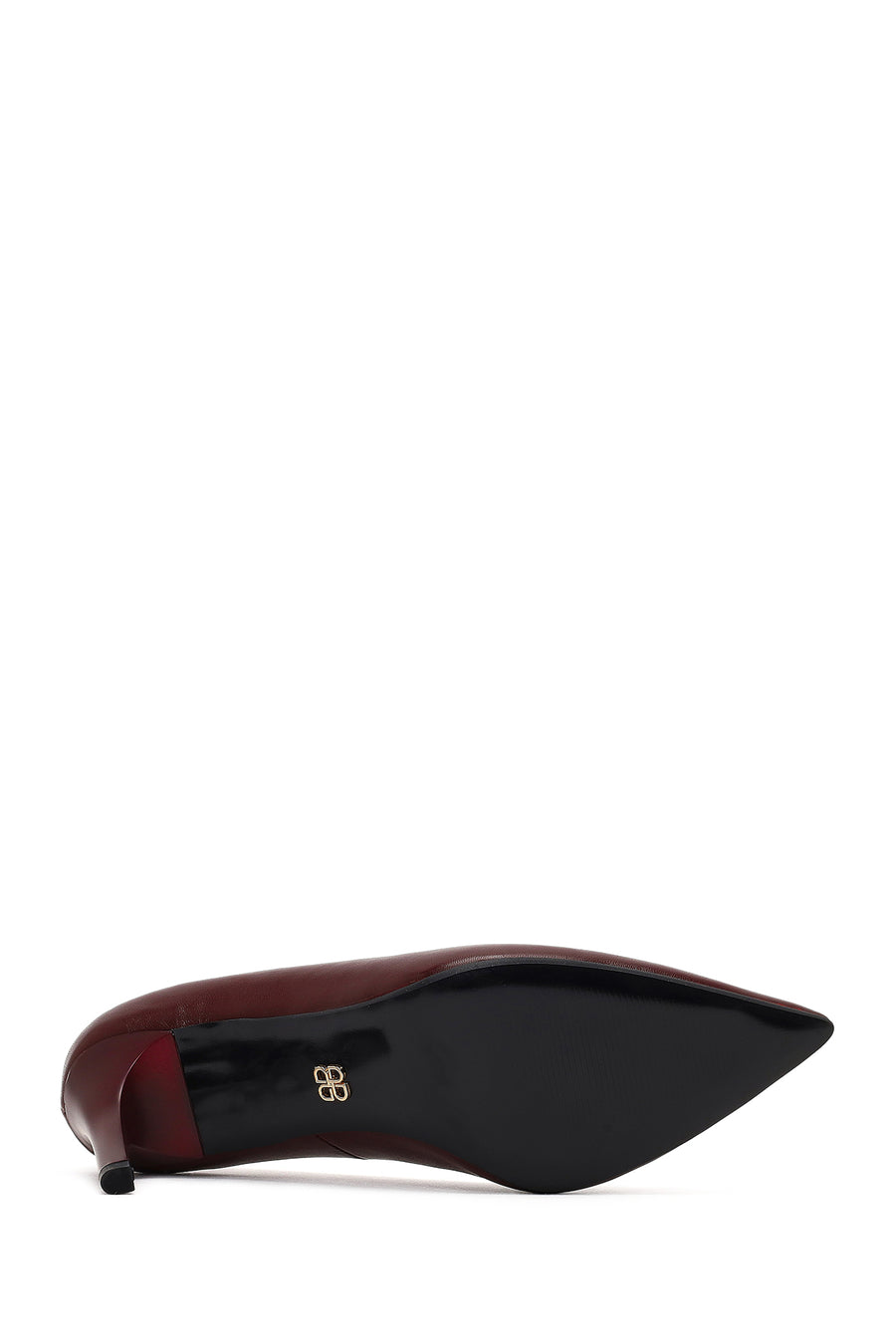 Women's Burgundy Thin Heeled Leather Stiletto