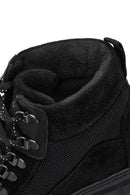 Woman Black Lace-up Thick-soled Suede Leather Combat Boots | Derimod