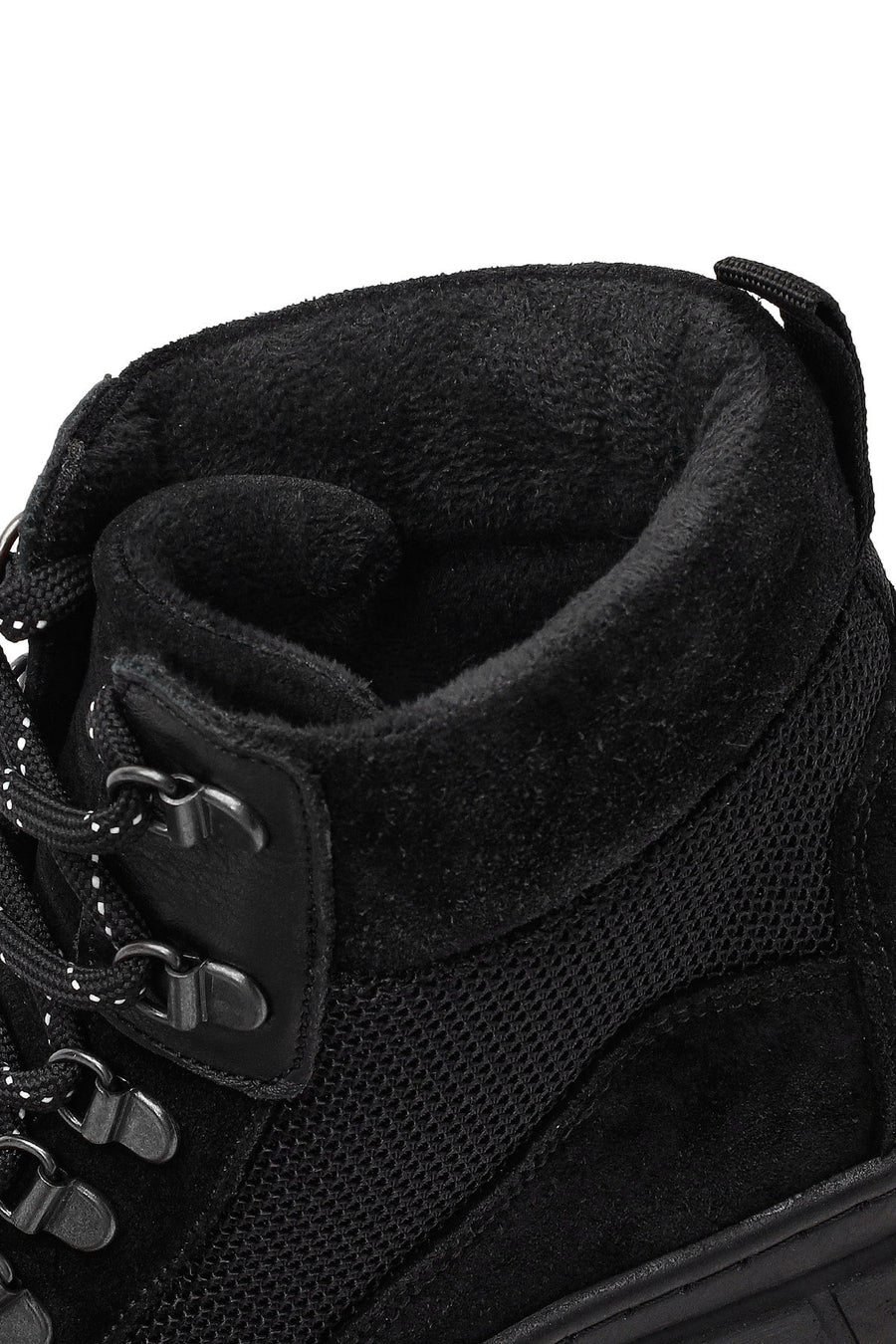 Woman Black Lace-up Thick-soled Suede Leather Combat Boots