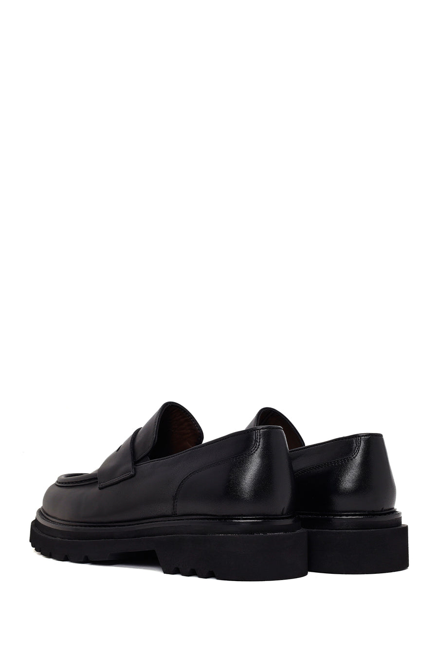 Male Black Thick-Soled Leather Loafer