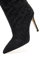 Women's Black Leather Thin Heeled Stone Boots | Derimod