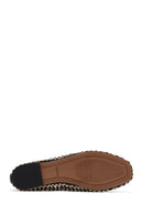 Women's Black Buckled Straw Leather Ballerinas | Derimod