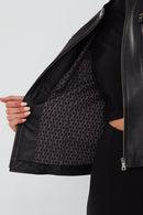 Marlyn Women's Black Short Leather Jacket | Derimod